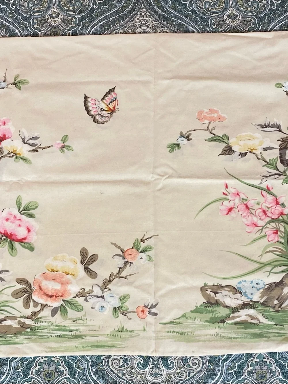Asian Japanese pillow case by Springmaid floral garden w/butterfly